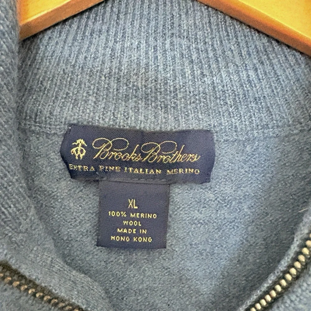 Brooks Brothers Extra Fine Italian Merino Wool Argyle 1/4 Zip Pullover Mens XL‎